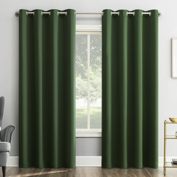 Sun Zero Nolan 1-Piece Energy Saving Blackout Grommet Curtain Panel, 54"X95", Evergreen