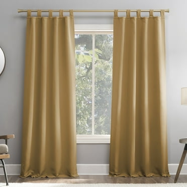 Sun Zero Nolan 1-Piece Energy Saving Blackout Tab Top Curtain Panel, 40"x84", Gold