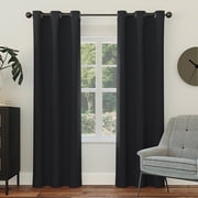 Sun Zero Nolan 2-pack Energy Saving Blackout Grommet Curtain Panel Pair, 40"W x 108"L, Black