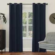 Sun Zero Nolan 2-pack Energy Saving Blackout Grommet Curtain Panel Pair, 40"W x 63"L, Navy Blue