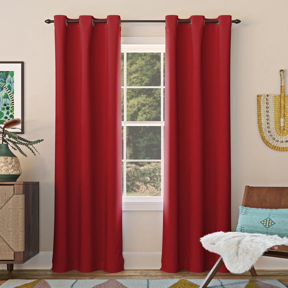 Sun Zero Nolan 2-pack Energy Saving Blackout Grommet Curtain Panel Pair, 40"W x 63"L, Red