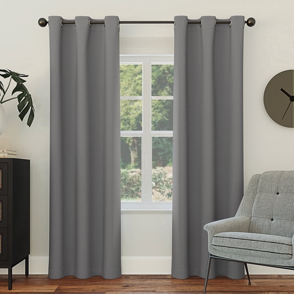 Sun Zero Nolan 2-pack Energy Saving Blackout Grommet Curtain Panel Pair, 40"W x 84"L, Gray