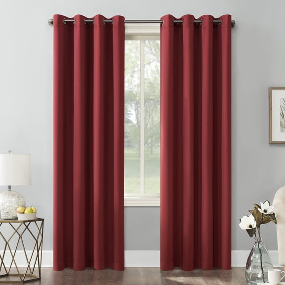 Sun Zero Nolan 2-pack Energy Saving Blackout Grommet Curtain Panel Pair, 54"W x 108"L, Red