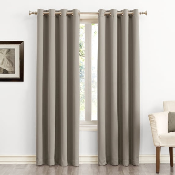 Sun Zero Nolan 2-pack Energy Saving Blackout Grommet Curtain Panel Pair, 54"W x 108"L, Stone