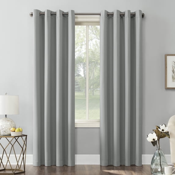Sun Zero Nolan 2-pack Energy Saving Blackout Grommet Curtain Panel Pair, 54"W x 84"L, Silver Gray