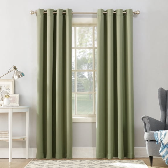 Sun Zero Nolan 2-pack Energy Saving Blackout Grommet Curtain Panel Pair, 54"W x 95"L, Sage Green