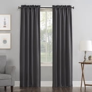 Sun Zero Nolan 2-pack Energy Saving Blackout Rod Pocket Curtain Panel Pair, 40"W x 63"L, Charcoal Gray