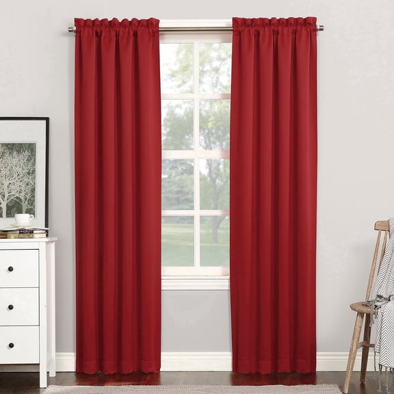 Sun Zero Nolan 2-pack Energy Saving Blackout Rod Pocket Curtain Panel Pair, 40"W x 63"L, Red
