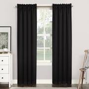 Sun Zero Nolan 2-pack Energy Saving Blackout Rod Pocket Curtain Panel Pair, 40"W x 84"L, Black