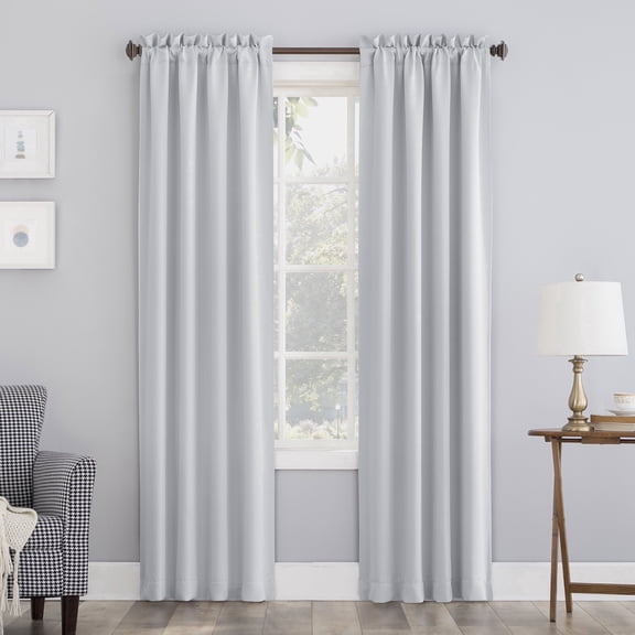 Sun Zero Nolan 2-pack Energy Saving Blackout Rod Pocket Curtain Panel Pair, 40"W x 84"L, Oyster White