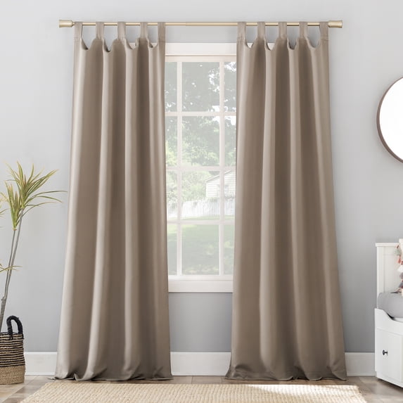 Sun Zero Brant 2-pack Energy Saving Blackout Tab Top Curtain Panel Pair, Stone, 40"W x 84"L (2 Panels)
