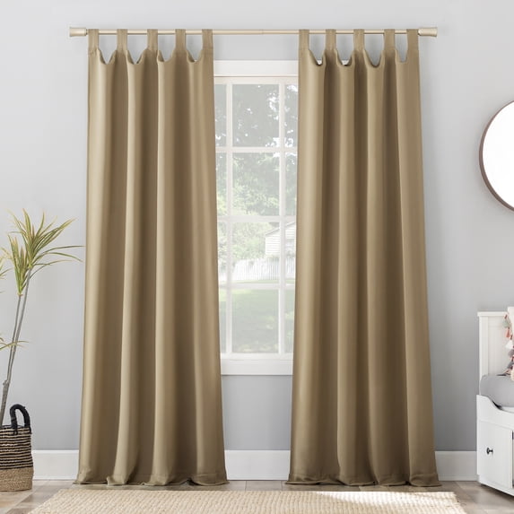 Sun Zero Brant 2-pack Energy Saving Blackout Tab Top Curtain Panel Pair, Taupe, 40"W x 95"L (2 Panels)