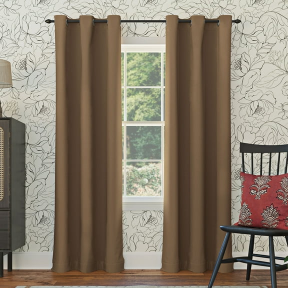 Sun Zero Nolan Energy Efficient Blackout Grommet Curtain Panel, 40"X63", Beige