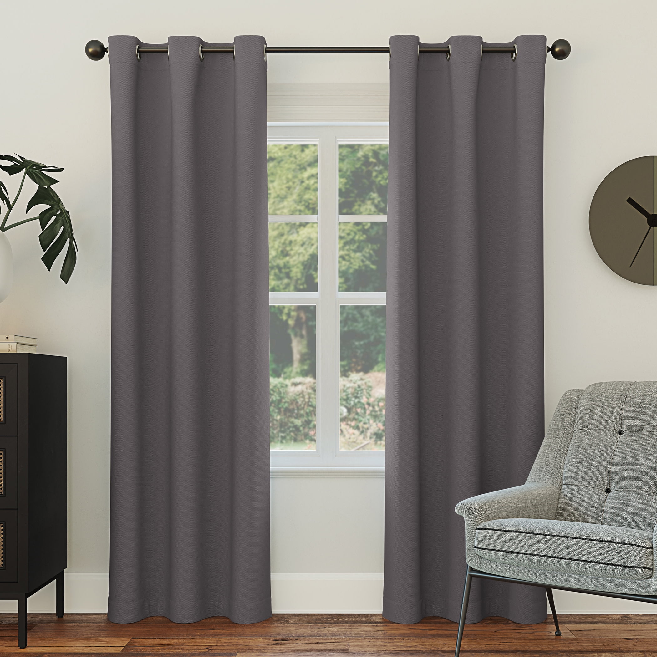 Sun Zero Nolan Energy Efficient Blackout Grommet Curtain Panel, 40"X63", Charcoal