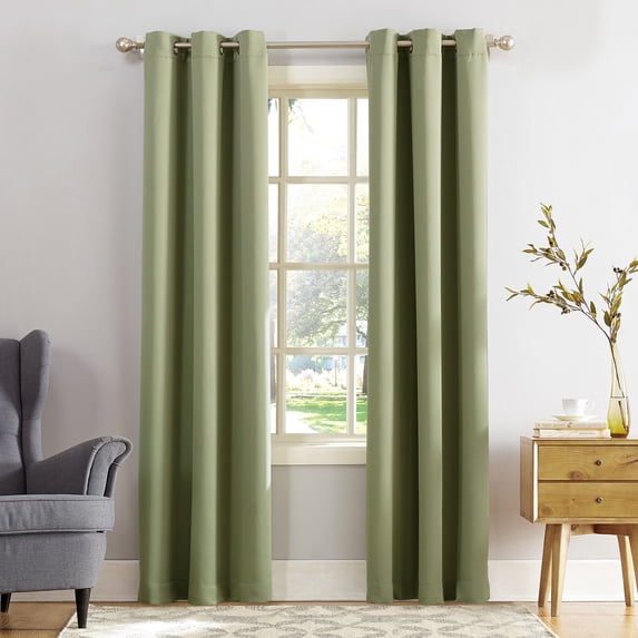 Sun Zero Nolan Energy Efficient Blackout Grommet Curtain Panel, 40"X63", Sage Green