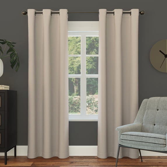 Sun Zero Nolan Energy Efficient Blackout Grommet Curtain Panel, 40"X63", Stone