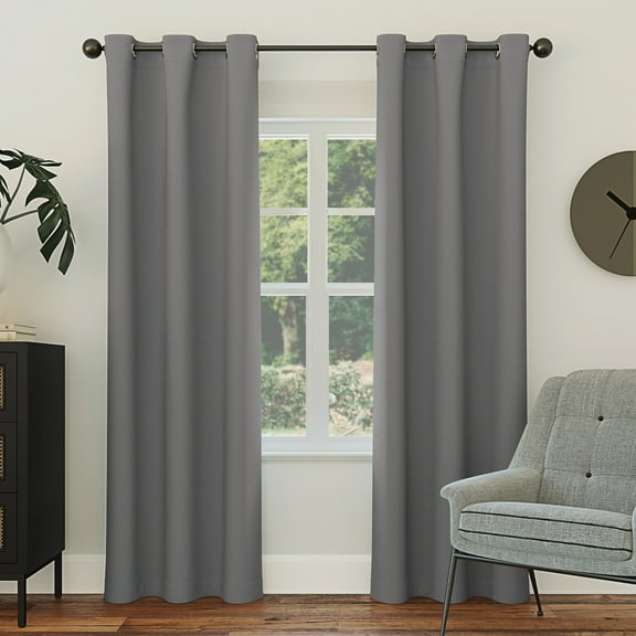Sun Zero Nolan Energy Efficient Blackout Grommet Curtain Panel, 40"X84", Gray