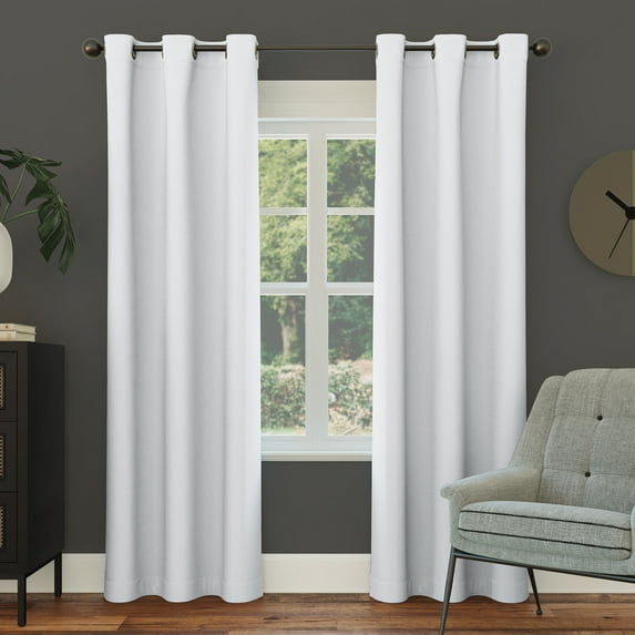 Sun Zero Nolan Energy Efficient Blackout Grommet Single Curtain Panel, 40" X 108", Dove White