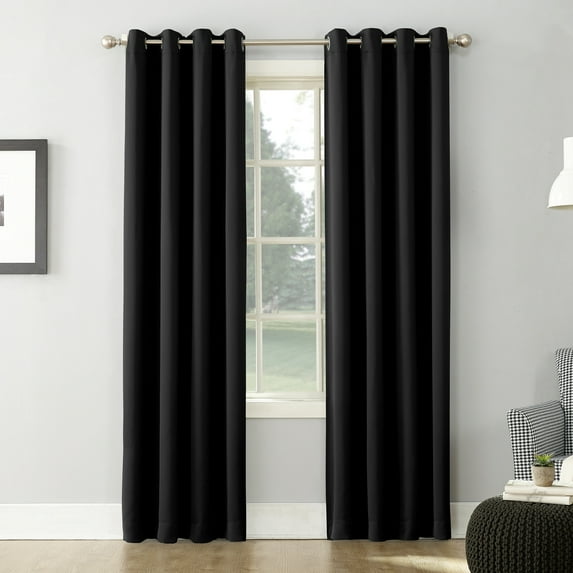 Sun Zero Nolan Energy Efficient Blackout Grommet Single Curtain Panel, 40" X 120", Black