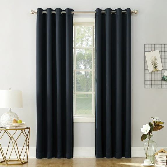 Sun Zero Nolan Energy Efficient Blackout Grommet Single Curtain Panel, 54" X 63", Navy