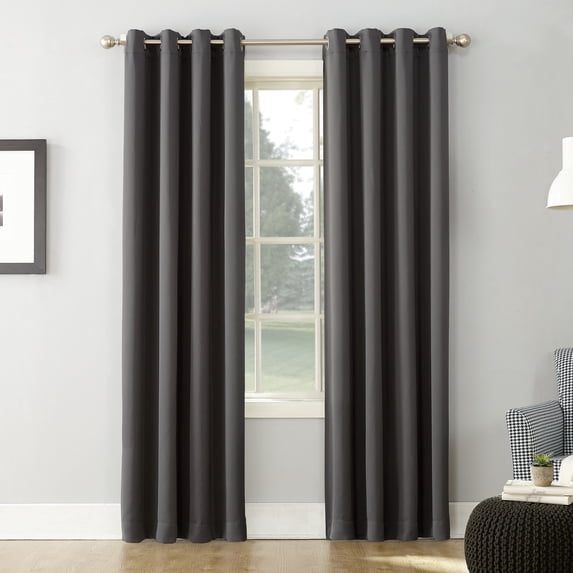 Sun Zero Nolan Energy Efficient Blackout Grommet Single Curtain Panel, 54" X 84", Charcoal