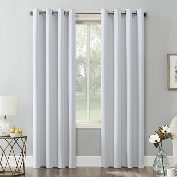 Sun Zero Nolan Energy Efficient Blackout Grommet Single Curtain Panel, 54" X 84", Dove White