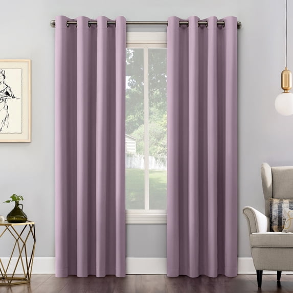 Sun Zero Nolan Energy Efficient Blackout Grommet Single Curtain Panel, 54" X 84", Lavender