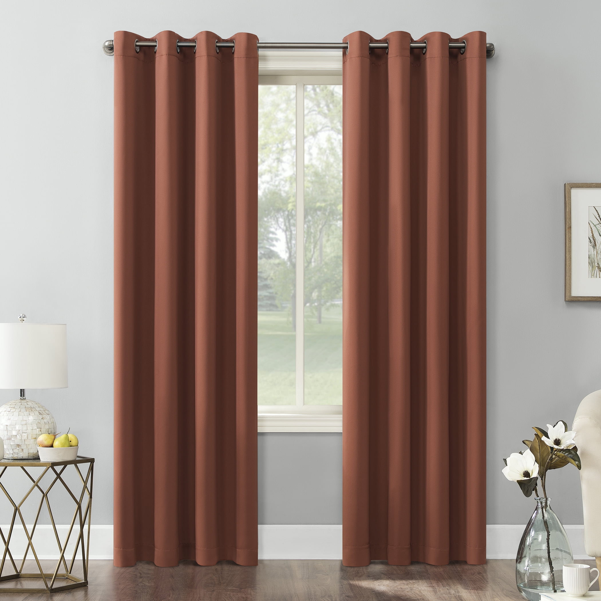 Terracotta Blackout Grommet Curtain Panel, 54" x 84"