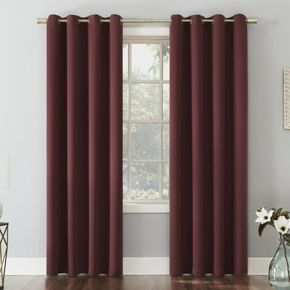 Sun Zero Nolan Energy Efficient Blackout Grommet Single Curtain Panel, 54" x 84", Wine