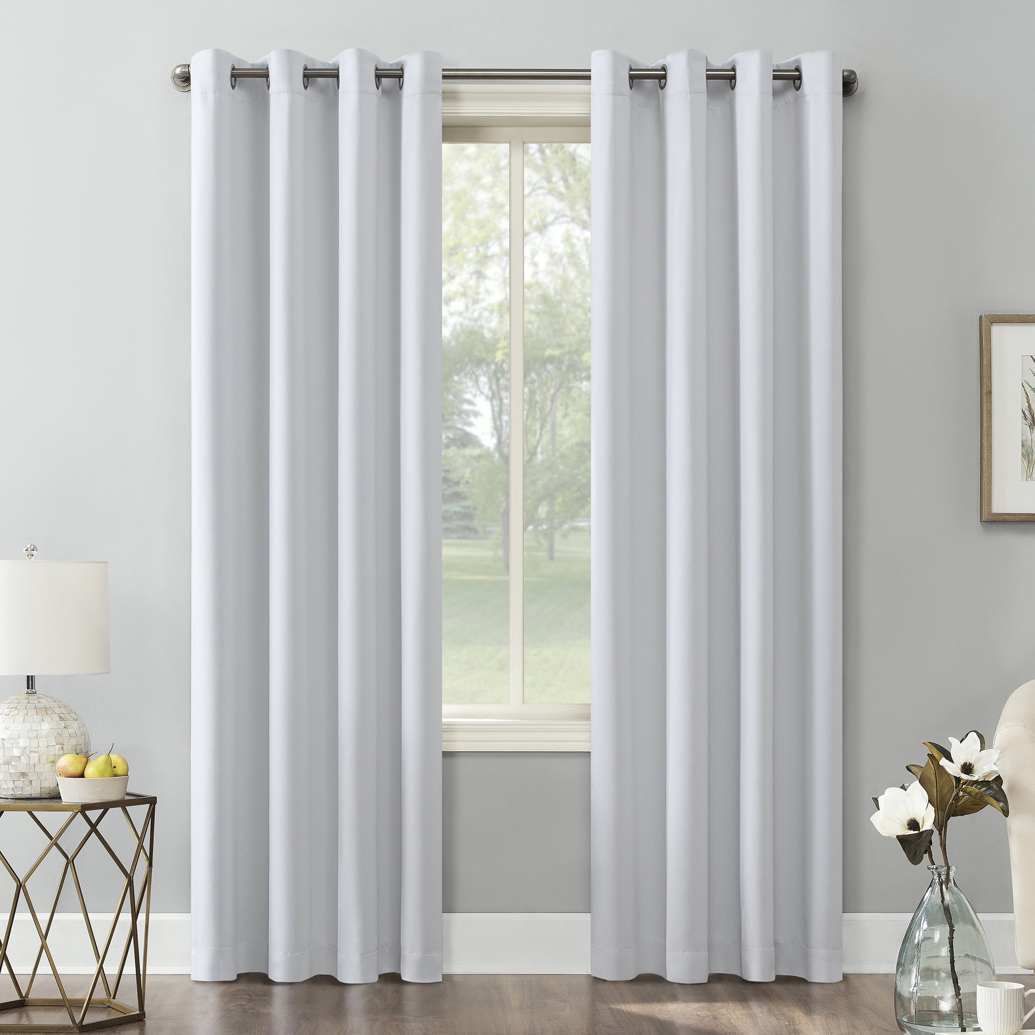White 54" x 95" Blackout Polyester Grommet Curtain Panel