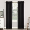 thumbnail image 1 of Sun Zero Nolan Energy Saving Blackout Rod Pocket Curtain Panel, 40"W x 108"L, Black, 1 of 1