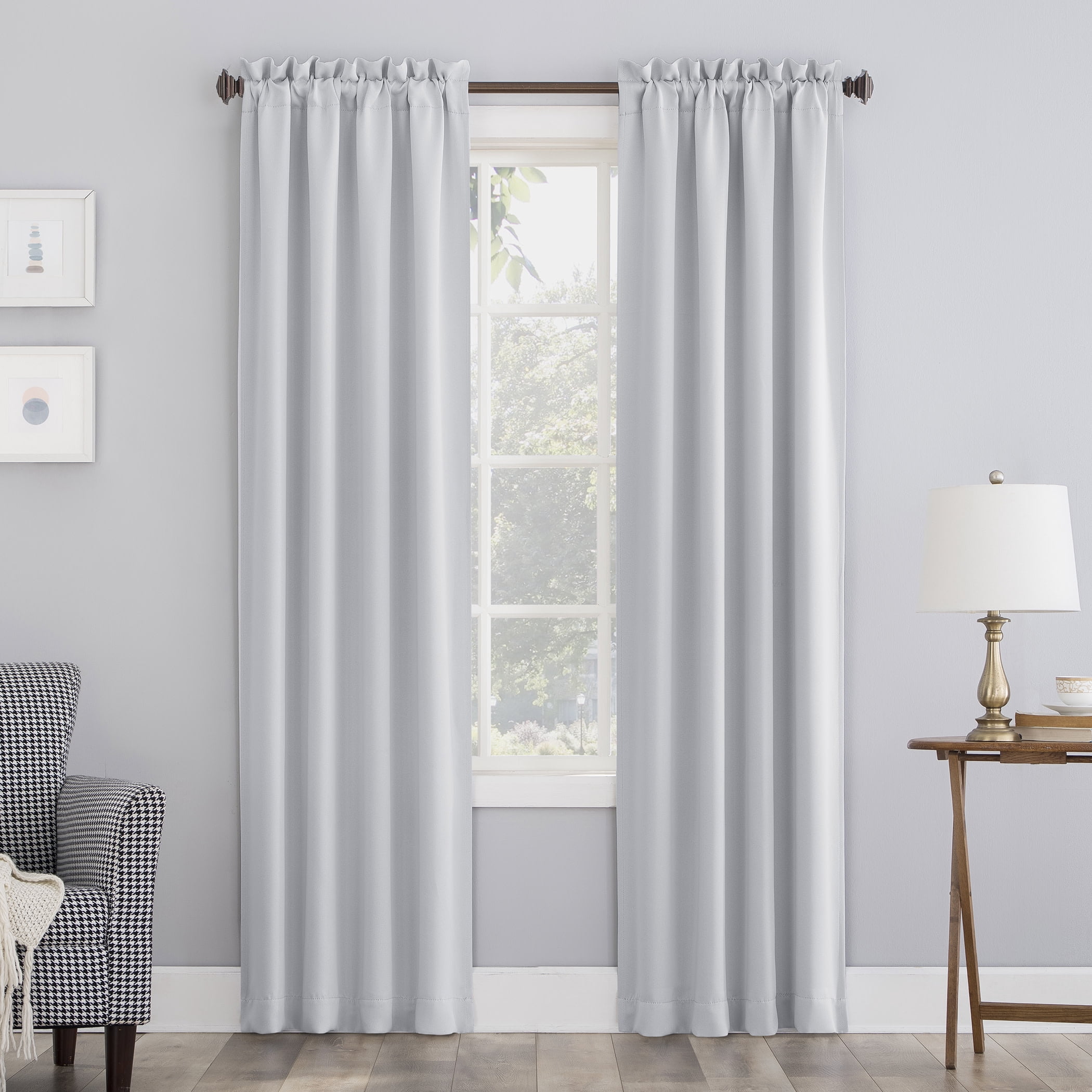 Sun Zero Nolan Energy Saving Blackout Rod Pocket Curtain Panel, 40"W x 108"L, Oyster White