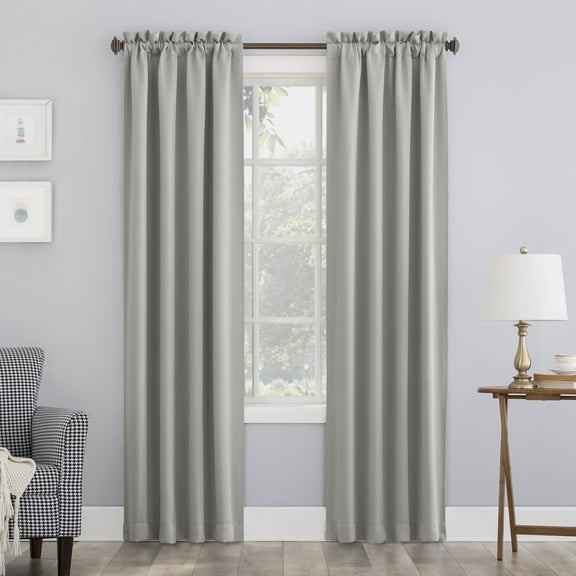 Sun Zero Nolan Energy Saving Blackout Rod Pocket Curtain Panel, 40"X63", Silver Gray (Single Panel)