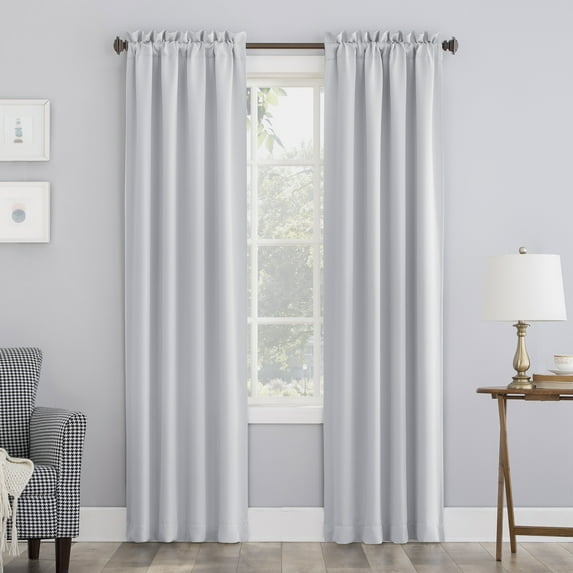 Sun Zero Nolan Energy Saving Blackout Rod Pocket Curtain Panel, 40"X63", White (Single Panel)