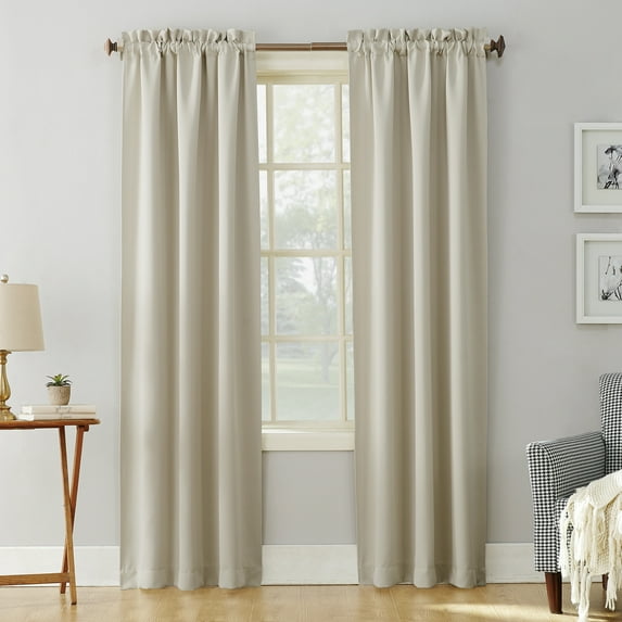 Sun Zero Nolan Energy Saving Blackout Rod Pocket Curtain Panel, 40"X84", Pearl (Single Panel)