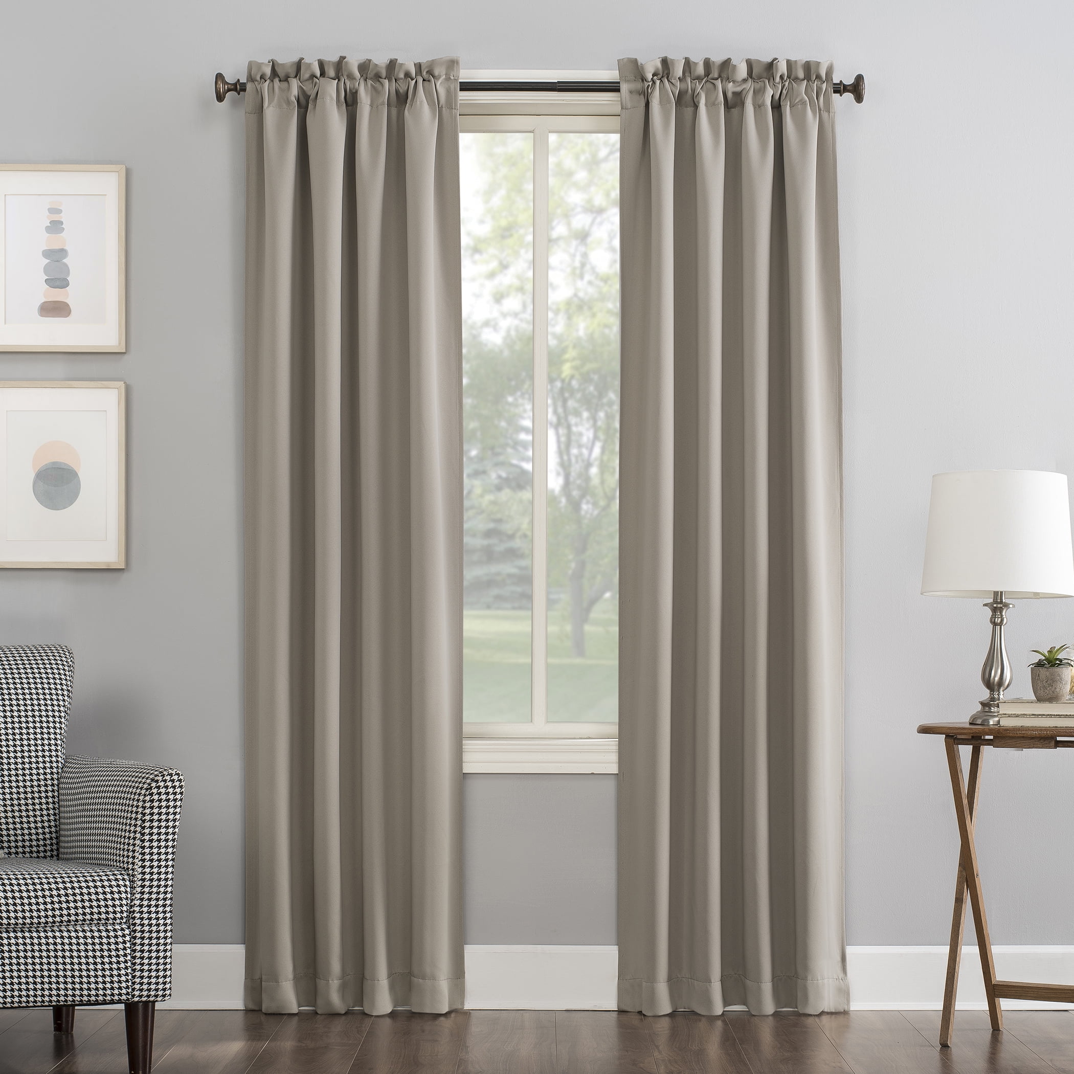 Sun Zero Nolan Energy Saving Blackout Rod Pocket Curtain Panel, 40"x84