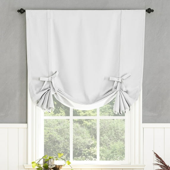 Sun Zero Nolan Energy Saving Blackout Rod Pocket Window Tie-Up Shade, 40"X63", Oyster White, 40"X63", Oyster White