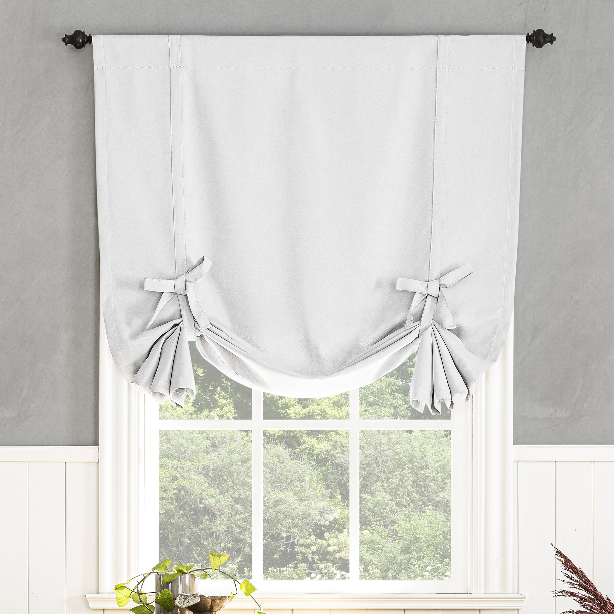 Farmhouse Plaid Tie-Up Window Curtain – Black & White, Rod Pocket, 42" X 63" 6 thumbnail image