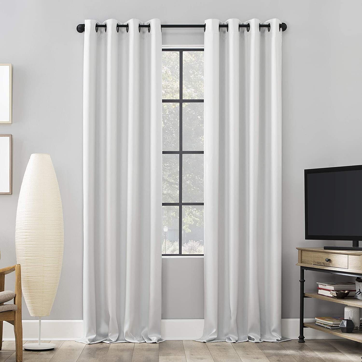 Sun Zero Nordic 2-pack Theater Grade Extreme 100% Blackout Grommet Curtain Panel Pair, 52" x 96", Pearl?