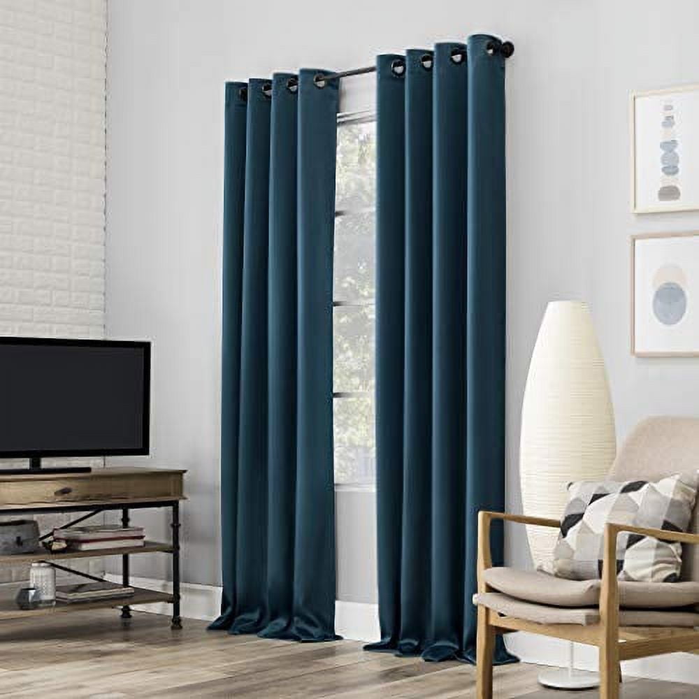 Teal 52" x 96" Polyester Blackout Grommet Curtain Panel Pair