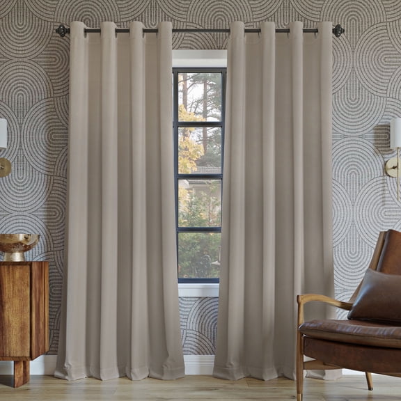 Sun Zero Oslo 2-pack Theater Grade Extreme 100% Blackout Grommet Curtain Panel Pair, 52"W x 54"L, Stone