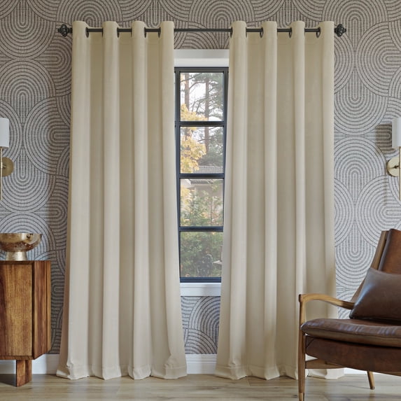 Sun Zero Oslo 2-pack Theater Grade Extreme 100% Blackout Grommet Curtain Panel Pair, 52"W x 63"L, Cream