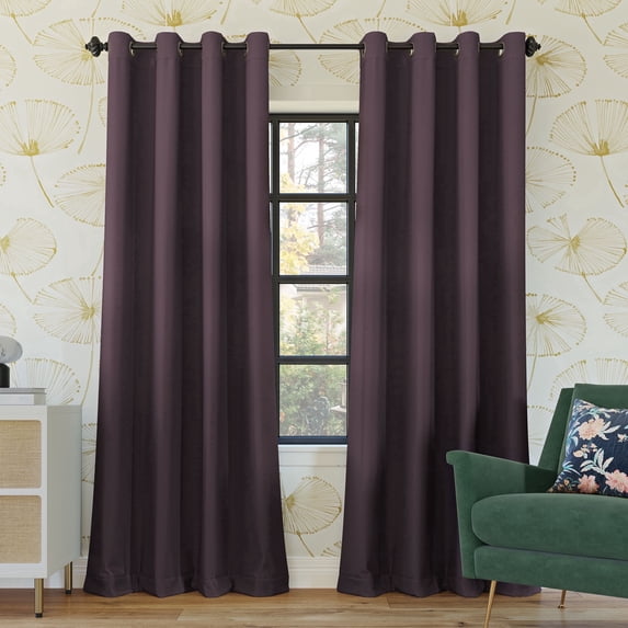 Sun Zero Oslo 2-pack Theater Grade Extreme 100% Blackout Grommet Curtain Panel Pair, 52"W x 84"L, Fig