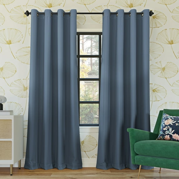 Sun Zero Oslo Extreme 100% Blackout Grommet Curtain Panel, 52"X63", Denim Blue, 1-Piece Single Panel