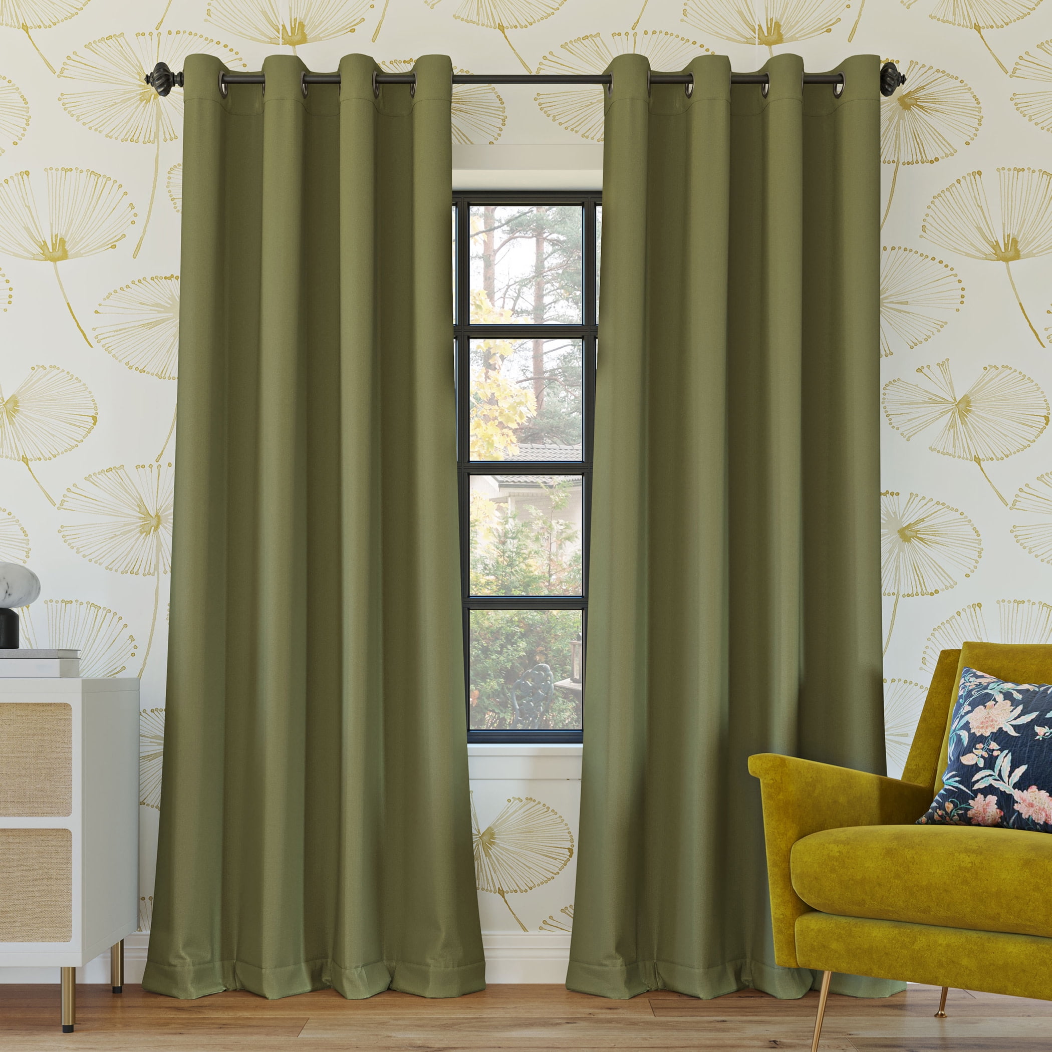 Sage Green 63" Blackout Polyester Grommet Curtain Panel