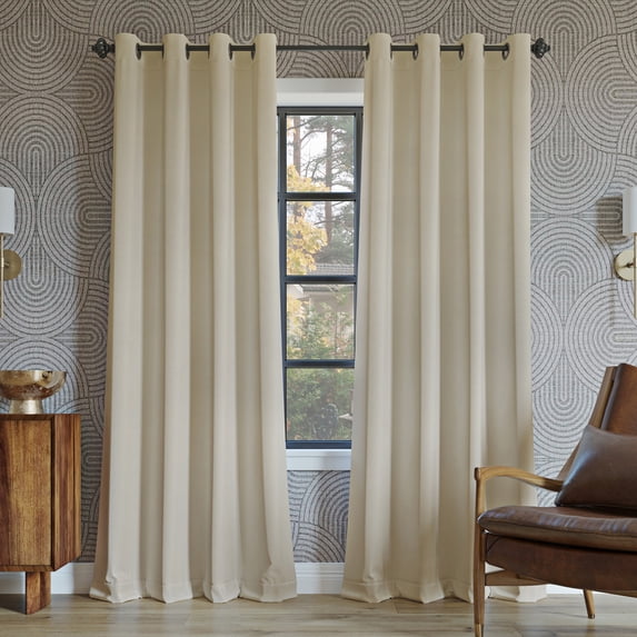 Sun Zero Oslo Extreme 100% Blackout Grommet Curtain Panel, 52"X108", Cream, 1-Piece Single Panel