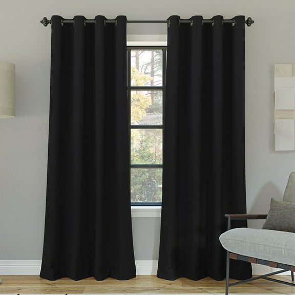 Sun Zero Oslo Extreme 100% Blackout Grommet Curtain Panel, 52"X54", Black, 1-Piece Single Panel