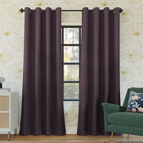 Sun Zero Oslo Extreme 100% Blackout Grommet Curtain Panel, 52"X54", Fig Purple, 1-Piece Single Panel