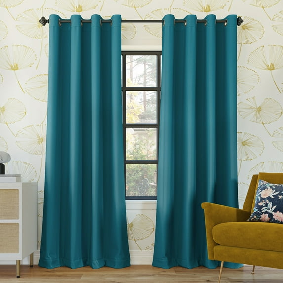 Sun Zero Oslo Extreme 100% Blackout Grommet Curtain Panel, 52"X63", Teal, 1-Piece Single Panel
