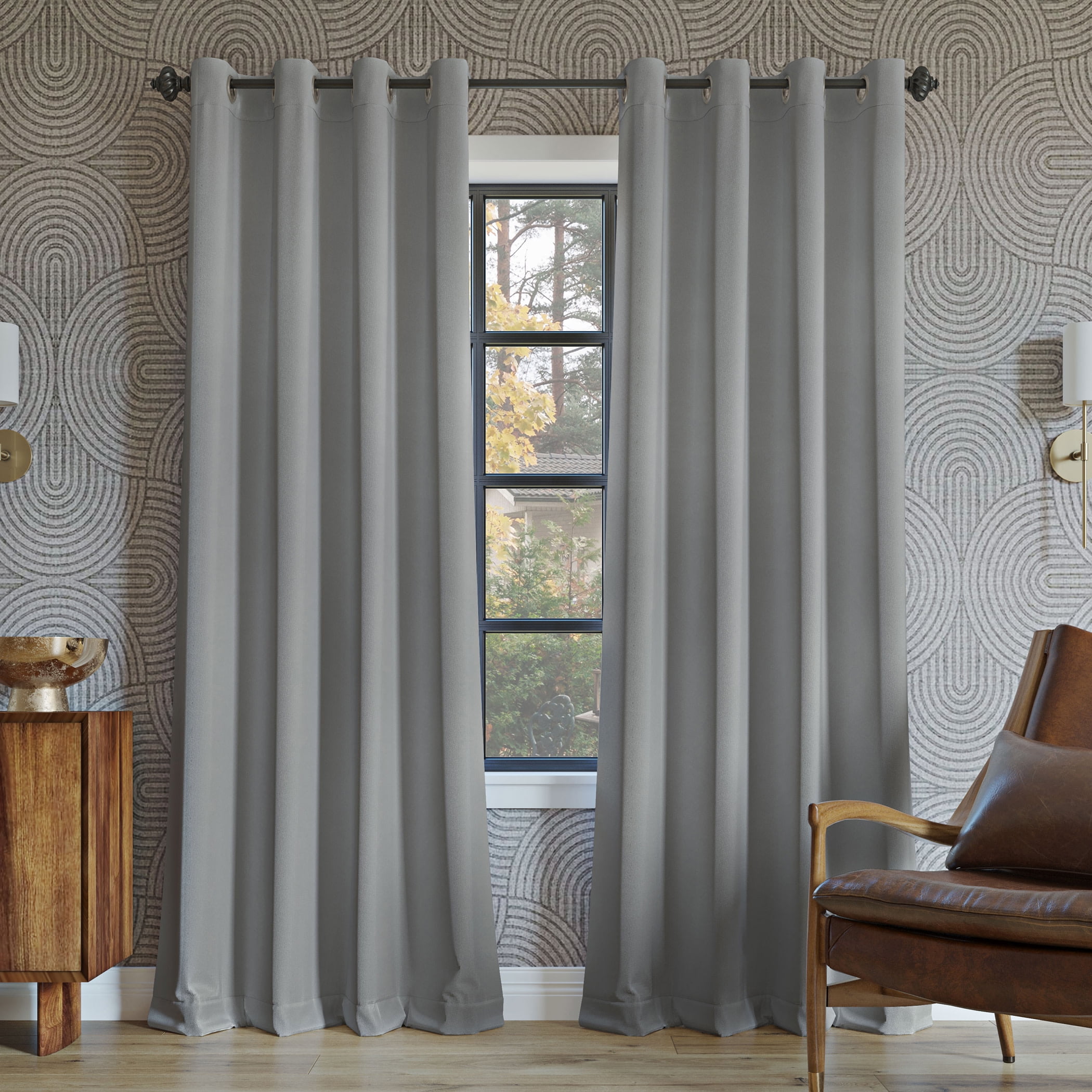 Silver Gray Blackout Grommet Curtain Panel, 52" x 84" Polyester